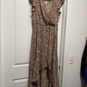 Floral Ruffle Sleeve Maxi Dress